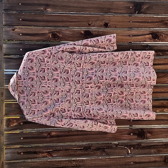 BANDOLINO Pink Gray Velvet Jacket L Topper Velour Retro Peacoat Driving Coat - Picture 10 of 15